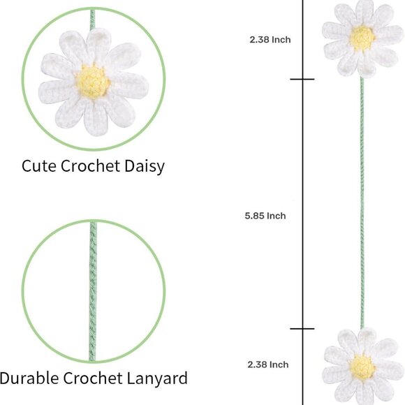 Cute Crochet Flower Car Accessories for Women Rear View Mirror Accessories Handm - Picture 3 of 6